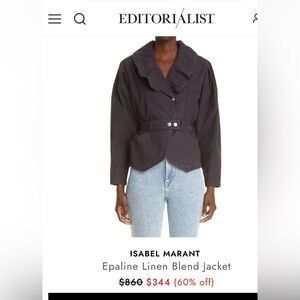 Isabel Marant Ink Blue Epaline Ruffled Jacket Small